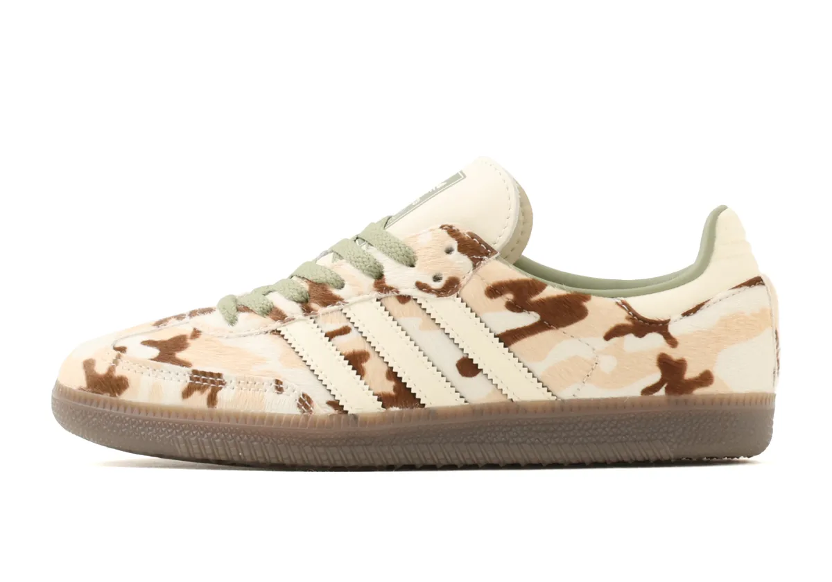 秋冬の足元に刺激を。カウ柄×カモフラージュで魅せる個性派adidas Sambaが登場